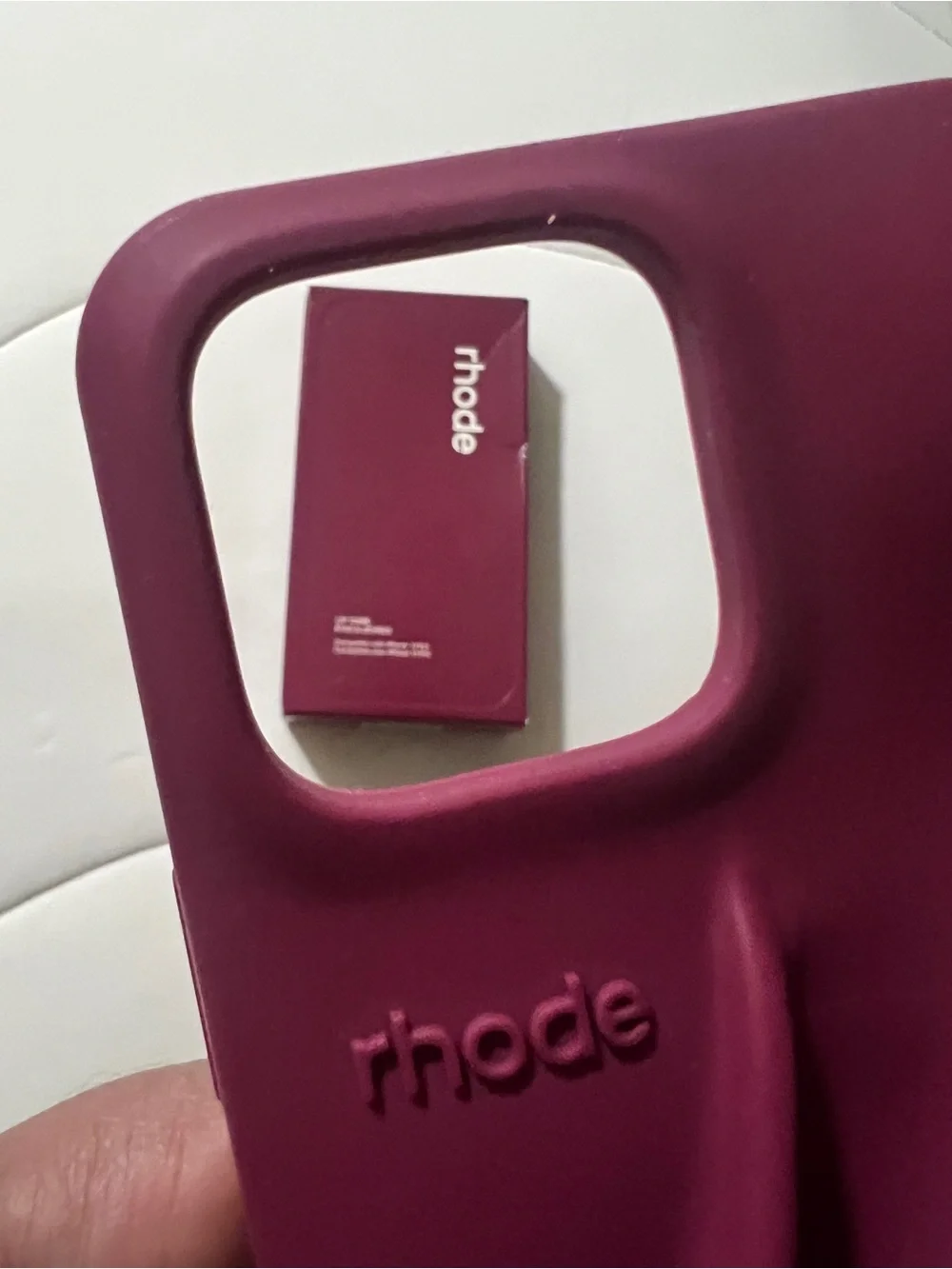 LNIB rhode iPhone 13 Pro Raspberry Jelly Peptide Lip Holder Silky Silicone Case